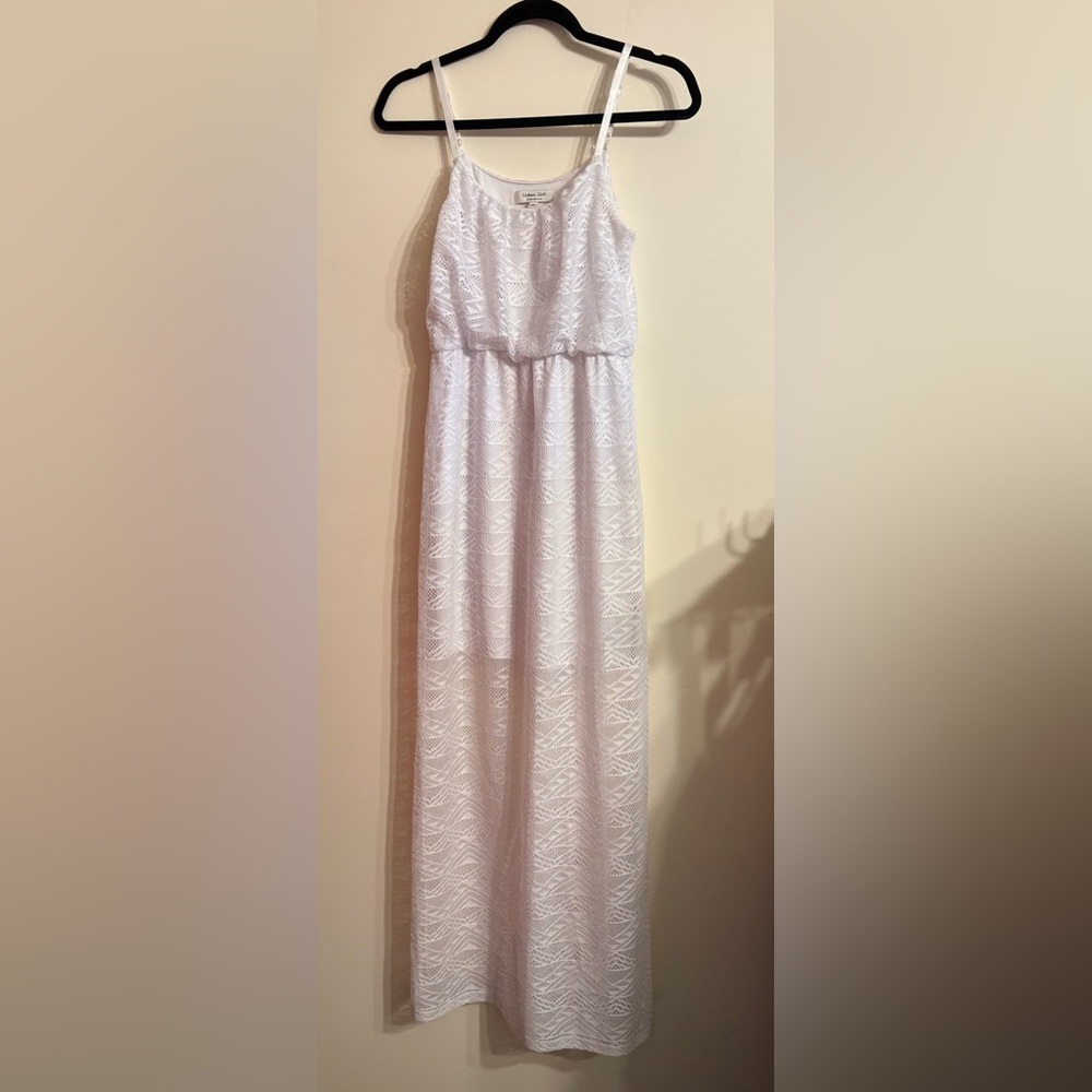 Urban Girl White Lace Adjustable Spaghetti Strap Maxi Dress